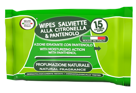 BRAND ITALIA Citronella & Panthenol odu atbaidīšanas mitrās salvetes, 15 gab.