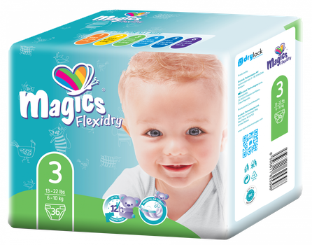 MAGICS Flexidry Midi 3 (6-10 kg) autiņbiksītes, 36 gab.