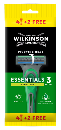 WILKINSON SWORD Essentials 3 Sensitive Men's vienreizlietojamie skuvekļi, 6 gab.