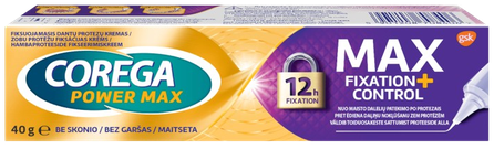 COREGA Max Fixation + Control fiksācijas krēms zobu protēzēm, 40 g