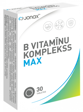 JONAX B Vitamīnu Komplekss Max tabletes, 30 gab.