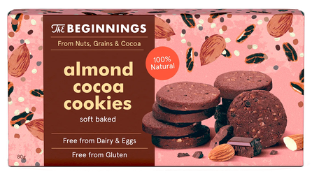 THE BEGINNINGS Mandeļu kakao cepumi, 80 g