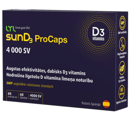LYL sunD3 ProCaps 4000 SV kapsulas, 60 gab.