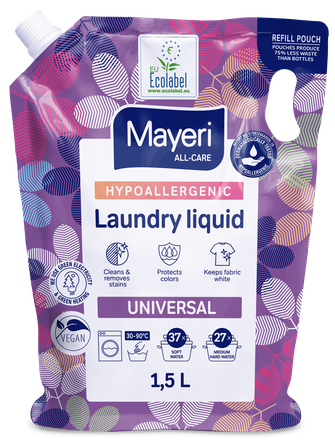 MAYERI Hipoalerģisks Universal Refill šķidrais veļas mazgāšanas līdzeklis, 1500 ml