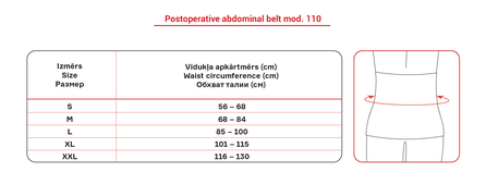 LAUMA MEDICAL 110 Izmērs L pēcoperāciju josta vēderam, 1 gab.