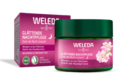 WELEDA  Wild Rose & White Tea Smoothing Night sejas krēms, 40 ml