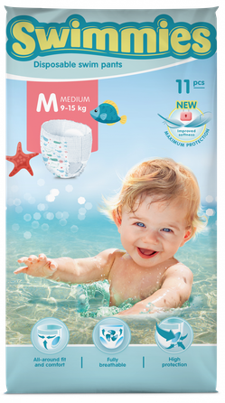 MOLTEX Swimmies M (9-15 kg) peldēšanas biksītes, 11 gab.