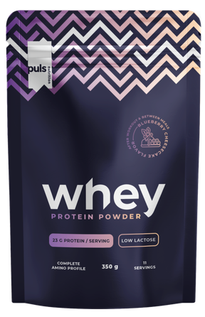 PULS NUTRITION Whey Protein Blueberry Cheesecake Low Lactose pulveris, 350 g