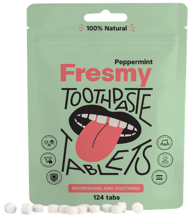 FRESMY Peppermint zobu pastas tabletes, 124 gab.