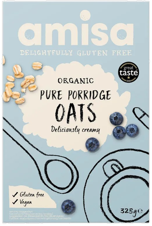 AMISA Organic Gluten Free Pure Oats biezputra, 325 g