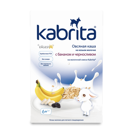 KABRITA Banāni un Žāvētas Plūmes auzu pārslu biezputra, 180 g