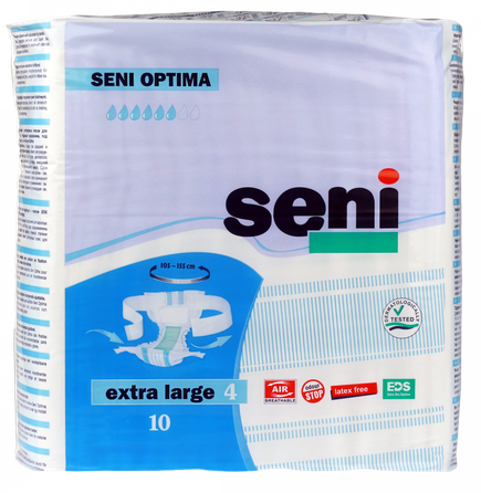 SENI Optima XL (105-155 cm) autiņbiksītes, 10 gab.