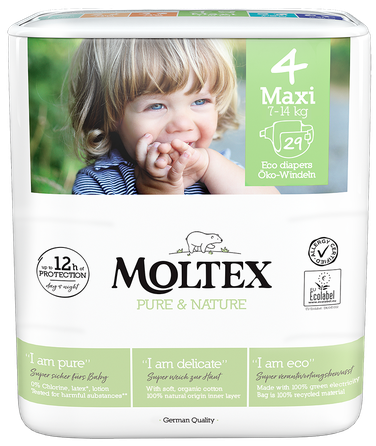 MOLTEX Eco Pure & Nature 4 Maxi (7-14 kg) autiņbiksītes, 29 gab.