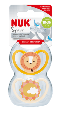NUK Space (18-36 m), Silicone māneklītis, 2 gab.