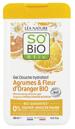 SO BIO ETIC Ar Citrusaugļiem Un Apelsīnu Ziediem dušas želeja, 450 ml