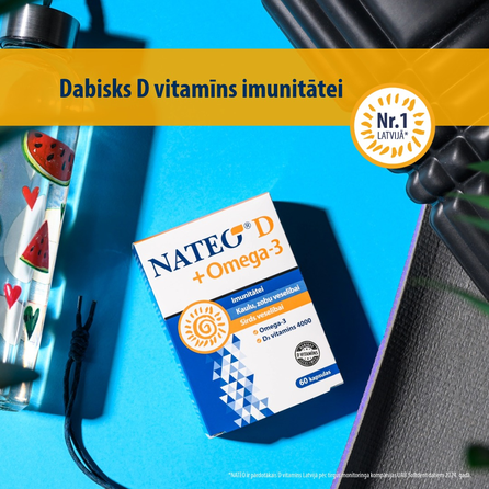 NATEO D3 Plus Omega-3 SV4000 kapsulas, 60 gab.