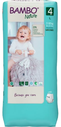 BAMBO NATURE Nature Tall (7-12 kg)  Size 4 biksītes, 40 gab.