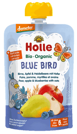 HOLLE Bumbieru, ābolu un melleņu biezenis, 100 g
