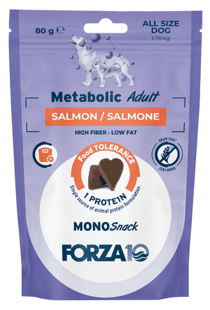 FORZA10 Monosnack Metabolic Adult Lasis, Suņiem gardumi, 80 g