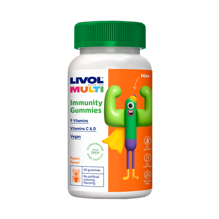 LIVOL  Multi Immunity Vegan želejas konfektes, 60 gab.