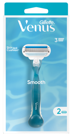 GILLETTE Venus Smooth 2 maiņas kasetnes +  skuveklis, 1 gab.