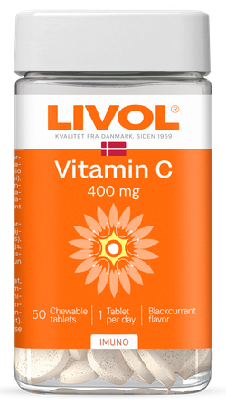 LIVOL  Extra Vitamīns C 400 mg košļājamās tabletes, 50 gab.