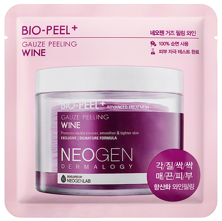 NEOGEN Dermalogy Bio-Peel Gauze Peeling - Wine pīlinga spilventiņi, 1 gab.
