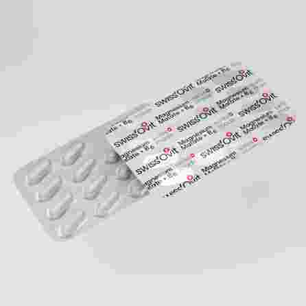 SWISS OVIT Magnesium Malate 150 mg + Vit. B6 kapsulas, 30 gab.