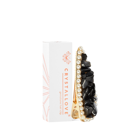 CRYSTALLOVE Black Obsidian matu sprādze, 1 gab.
