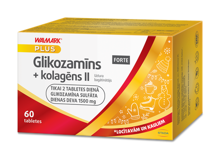 WALMARK   Glikozamīns Forte + kolagēns II tabletes, 60 gab.