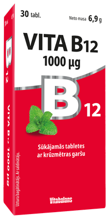 VITABALANS Vita B12 1000 µg sūkājamās tabletes, 30 gab.