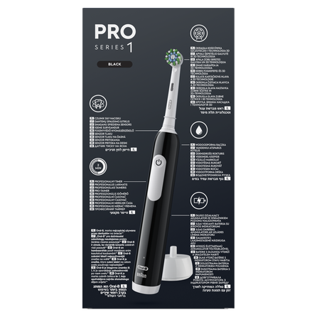 ORAL-B Pro 1 Black ar ceļojumu futrāli elektriskā zobu birste, 1 gab.