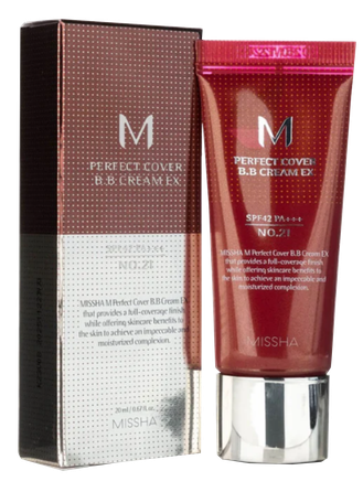 MISSHA M PERFECT COVER BB CREAM SPF42 NO.21 Light Beige sejas krēms, 20 ml