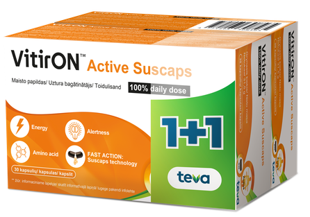 VITIRON Active Suscaps 100% Daily Dose (1+1) kapsulas, 1 gab.