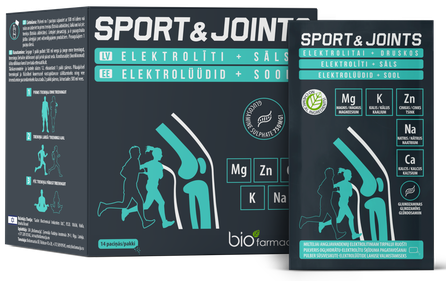 BIOFARMACIJA Bio Magnijs + Bio Kālijs, Elektrolīti Sport & Joint pulveris, 14 gab.
