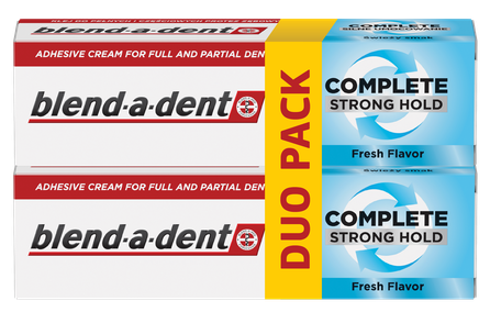 BLEND-A-DENT Complete Strong Hold, Fresh Flavor (1+1) fiksējošs krēms zobu protēzēm, 47 g