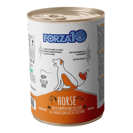 FORZA10 Maintenance Zirgs Ar Ķirbi Un Cukini, Suņiem mitrā barība, 400 g