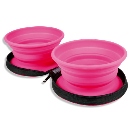 KIWI WALKER Double Bowl, Rozā, Ceļojumu bļoda, 1 gab.