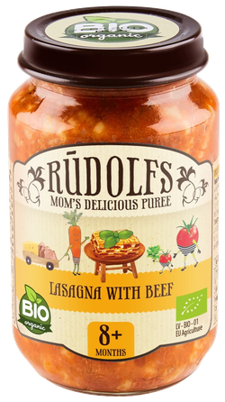 RŪDOLFS Lazanja, Jaunlopa Gaļa BIO 8+ biezenis, 190