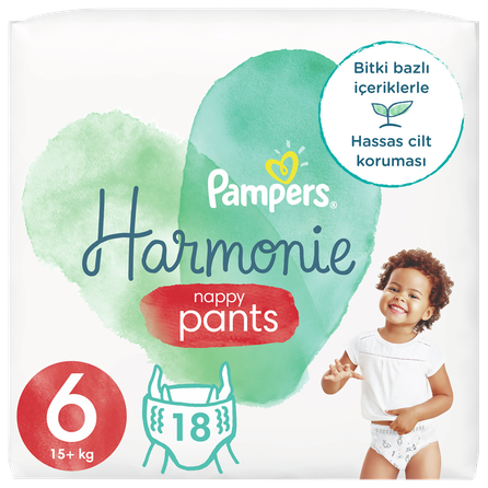PAMPERS Harmonie Nappy Pants 6 (15+ kg) autiņbiksītes, 18 gab.