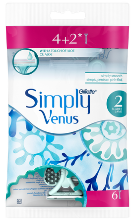 GILLETTE Simply Venus 2 vienreizlietojamie skuvekļi, 6 gab.