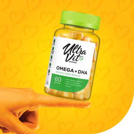 ULTRAVIT   Omega 3 + DHA košļājamās tabletes, 60 gab.