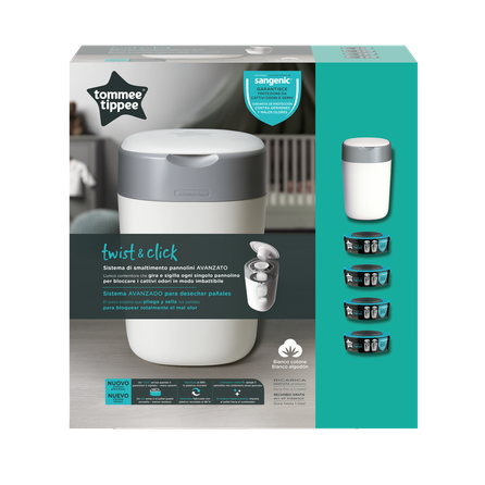 TOMMEE TIPPEE Twist&Click 4 kasetes + autiņbiksīšu konteineris, 1 gab.