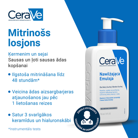 CERAVE For Body And Face With Ceramides Moisturising emulsija, 236 ml