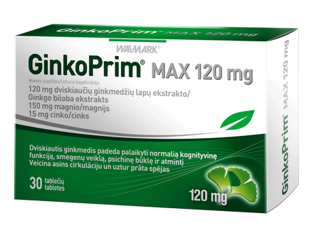 GINKOPRIM   MAX 120 mg tabletes, 30 gab.