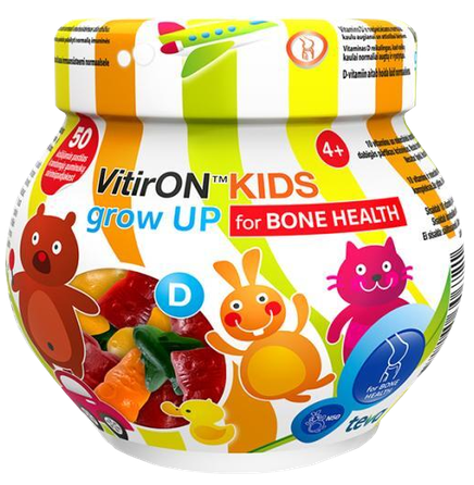 VITIRON Kids Grown UP (4+ g.v.) kaulu veselībai košļājamās pastilas, 50 gab.